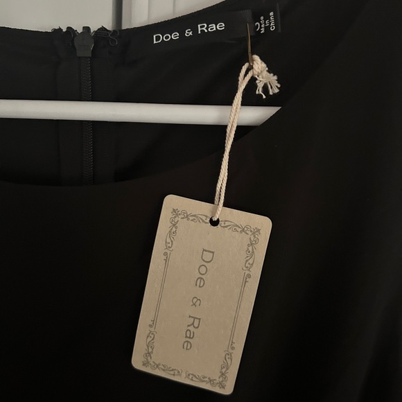 Doe & Rae Black Dress Polka Dot Waistband Small NWT - Picture 2 of 7